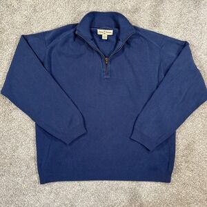 Tommy‎ Bahama Men's XL Blue 1/4 Zip Sweater Pullover Silk Cotton Knit Comfort